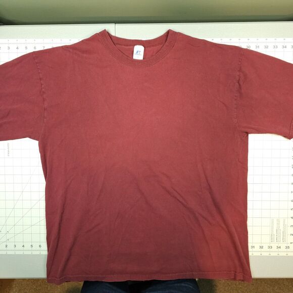 Vintage Russell Athletic Tshirt Mens xl Red Y2K Blank Basic Minimalist Casual - Picture 1 of 6